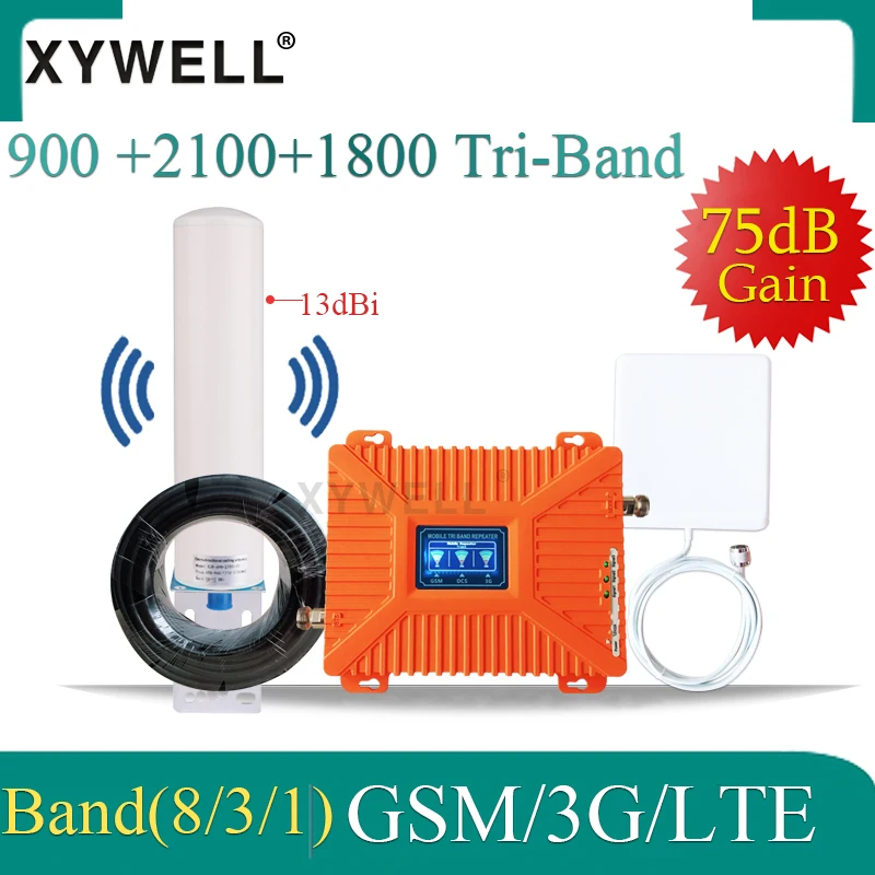Усилитель сотовой связи 4G 900 1800 2100 gsm 2g 3g 4g трехдиапазонный усилитель мобильного