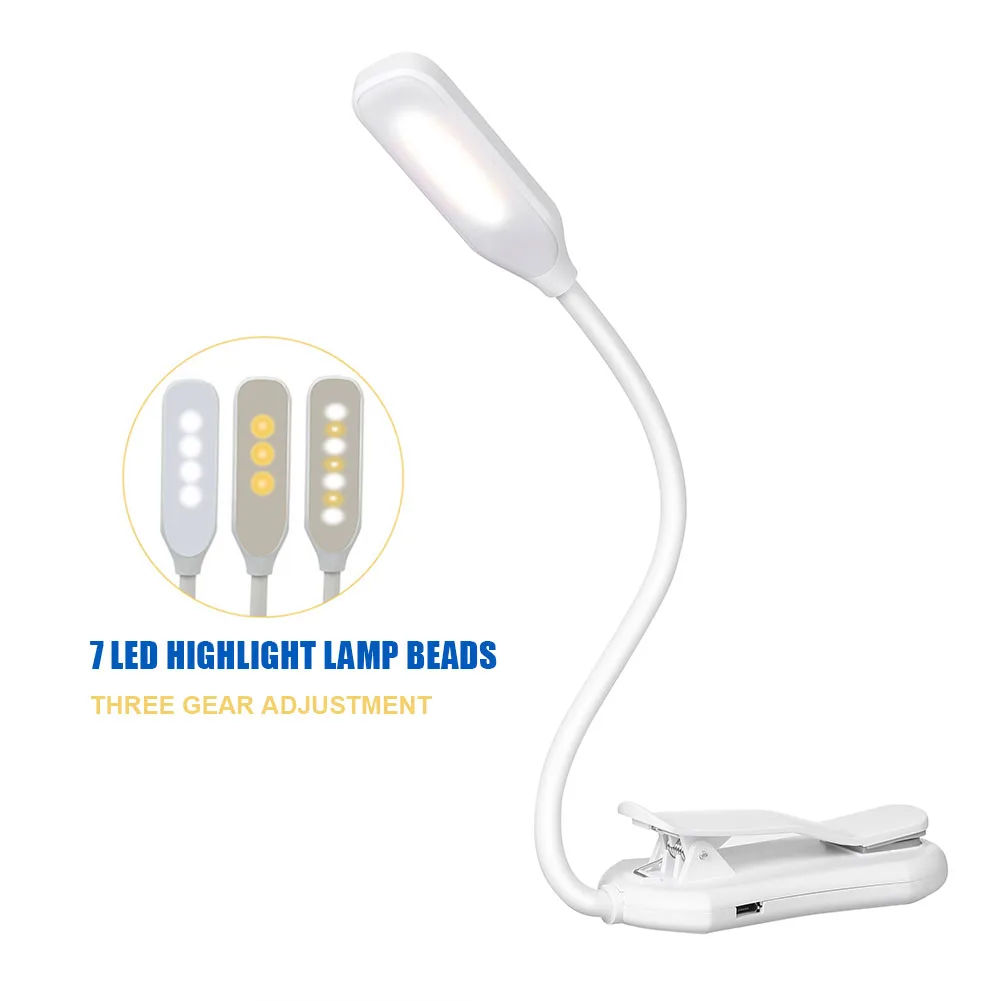 7LED ночное ABS настольная лампа светильник 360 градусов гибкая USB Перезаряжаемые