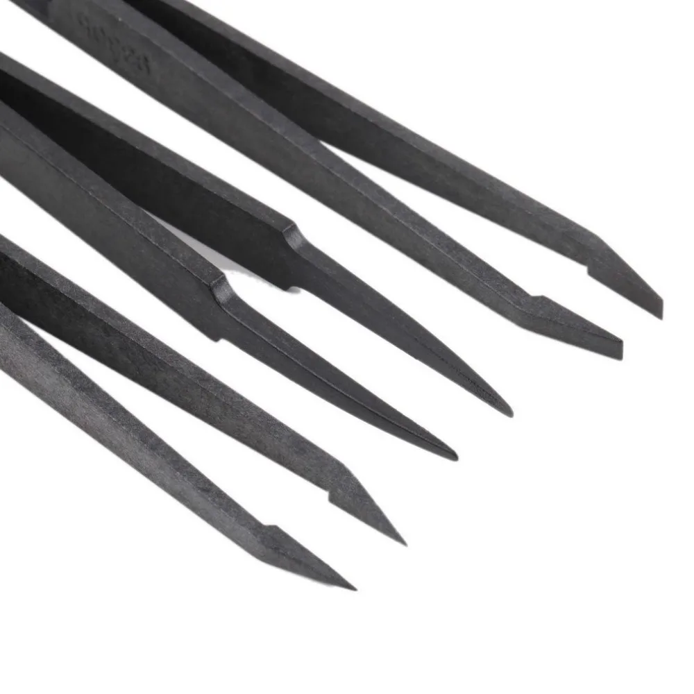 1 PCS Plastic Antistatic Carbon Fiber Tweezers Straight Curved Anti-static Conductive Tweezer Clip Hand Tools | Инструменты