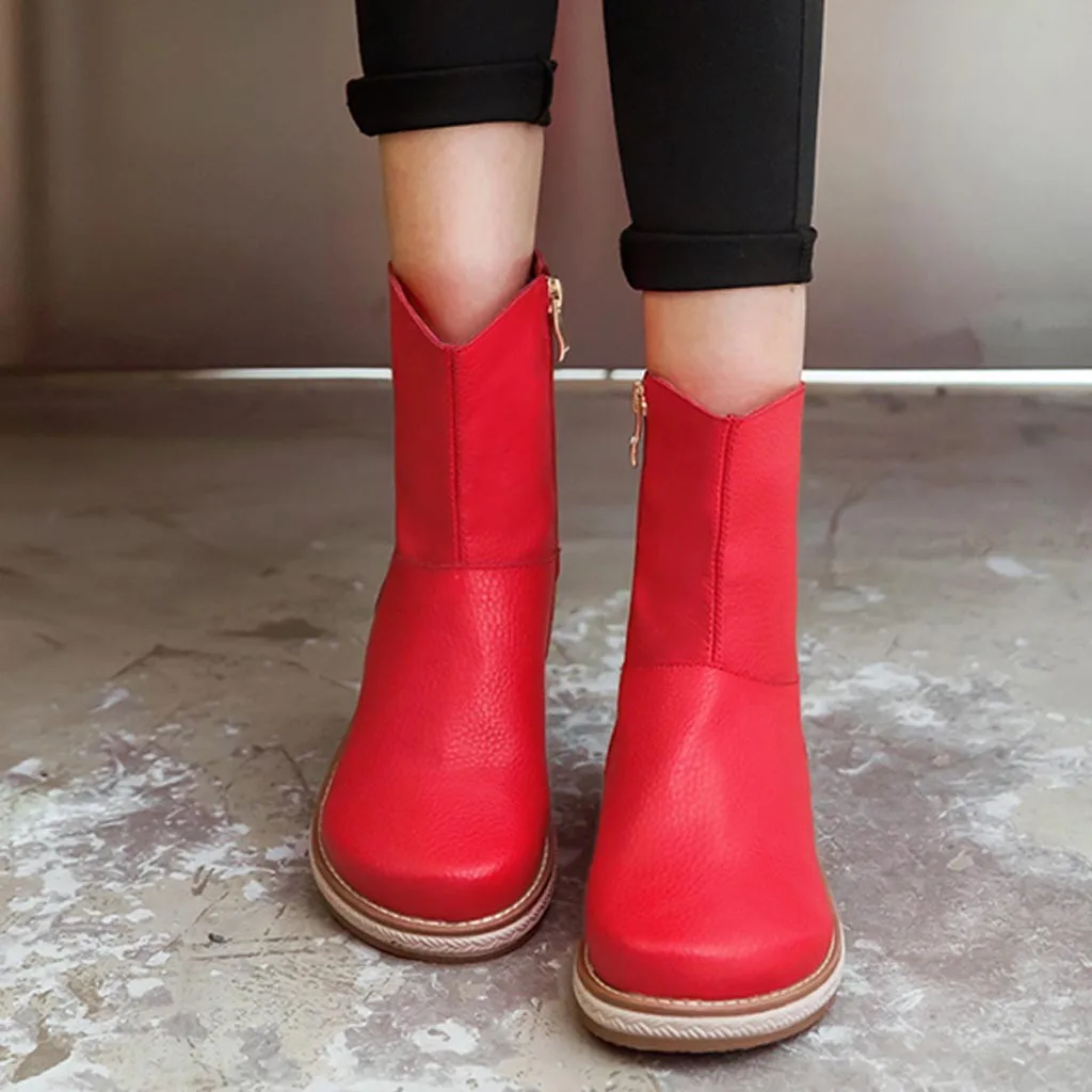 Красные кожаные ботинки новые осенние и зимние женские слипоны однотонные