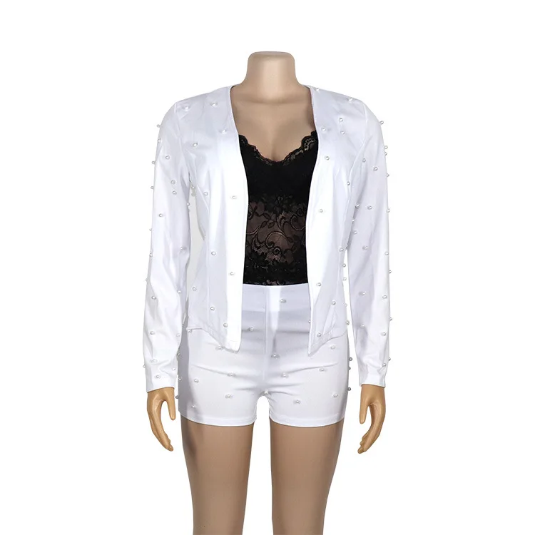 2020 деловой костюм с бусинами для ногтей куртка + шорты комплект из двух предметов