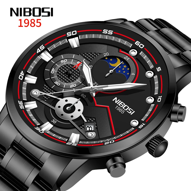 

NIBOSI Top Brand Luxury Mens Fashion Watch Men Sport Waterproof Quartz Watches Men Steel Army Military Watch Relogio Masculino