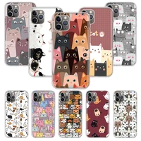 hot cartoon cute cats background soft phone case for iphone 11 12 13 pro max xr x xs mini apple 8 7 plus 6 6s se 5s fundas coque