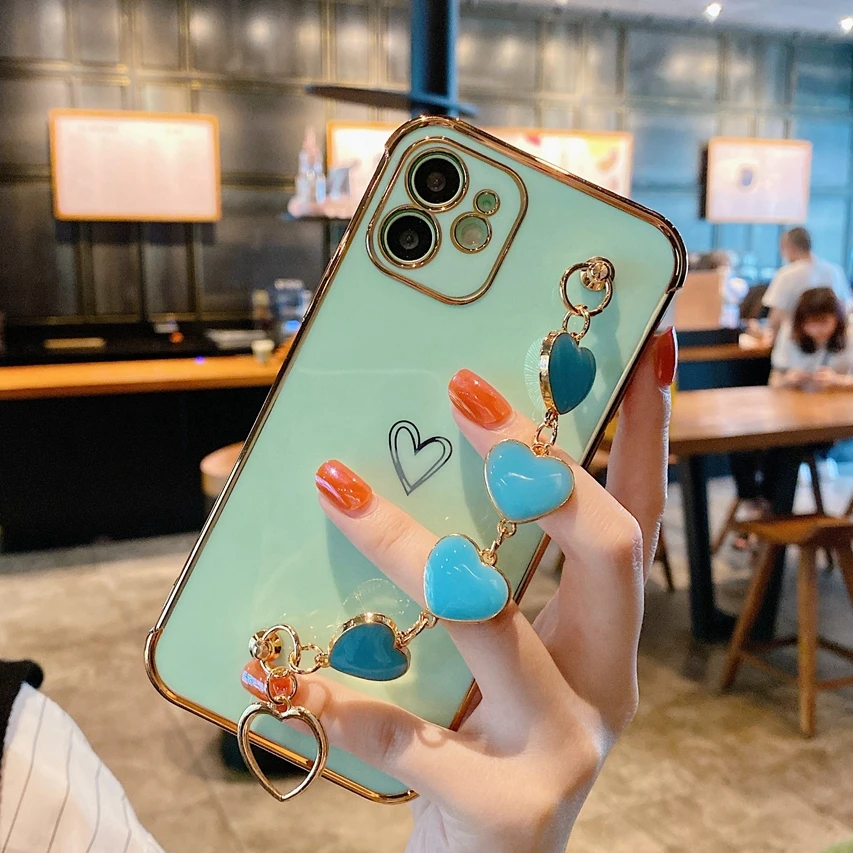 Роскошные 6D Камера защиты браслет в виде сердца чехол для MacBook 11 Pro Max 12 Мини SE 2020 X Xs