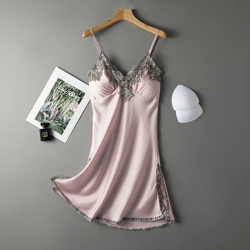 

Nightdresses Blue Homewear Cute Sleepshirts Sexy Lace Women Night Dress Female Sexy Sling Nightgowns Ladies Lingerie Sleepdress
