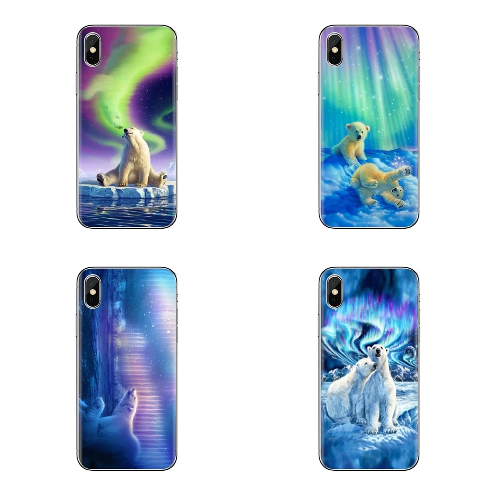 Soft Covers Polar Bear Wallpaper Northern Lights For Sony Xperia Z Z1 Z2 Z3 Z5 compact M2 M4 M5 C4 E3 T3 XA Huawei Mate 7 8 Y3II |