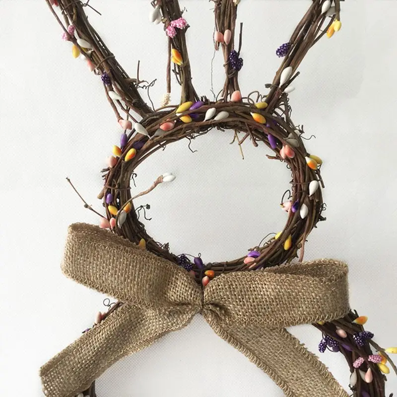 17 &quotручной работы из ротанга кролик гирлянда кулон-венок Рождество пасхальный