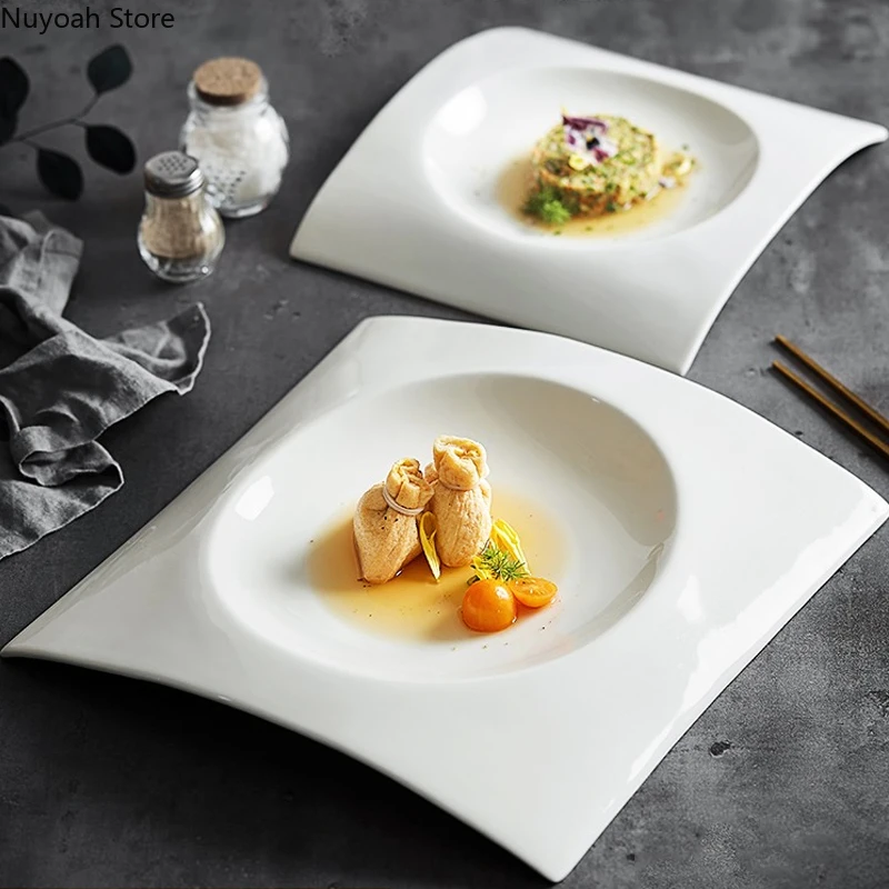 

Творческий белый Керамика квадратная соломенная шляпа пластина 12,5 дюймов с суповую тарелку, производство Китай Отель Ресторан коммерчески...