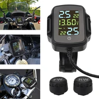 motorcycle tpms with 2 external sensors usb charger lcd display for phone tablet tyre temperature alarm system with qc 3 0