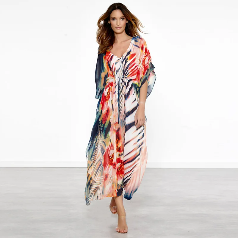 Шифоновое бикини купальники туника купальный костюм накидка пляжный Халат |