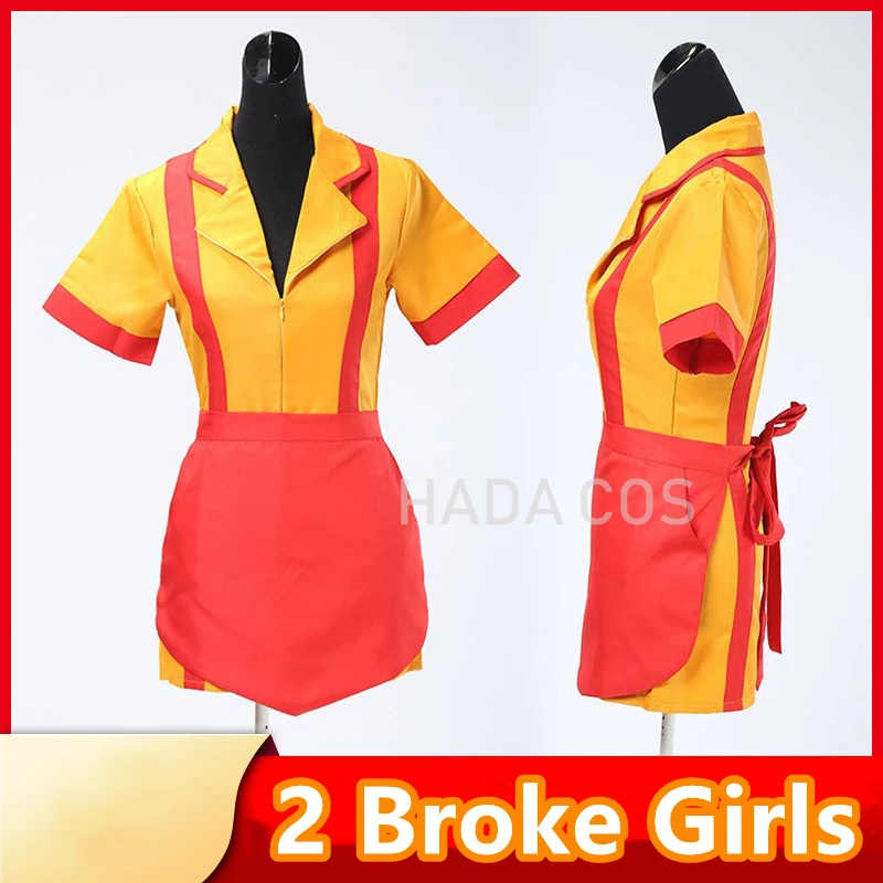 Custom Made 2 Broke Girls Cosplay Costume Halloween Outfit Max Black Caroline Wesbox Channing Sexy Suit Maid Apron Dress |