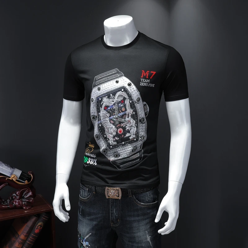 Модные мужские летние хлопковые футболки с круглым вырезом и коротким рукавом