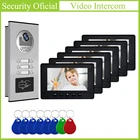 Видеодомофон с экраном 7 дюймов, 6 мониторов и 1 дверной Звонок