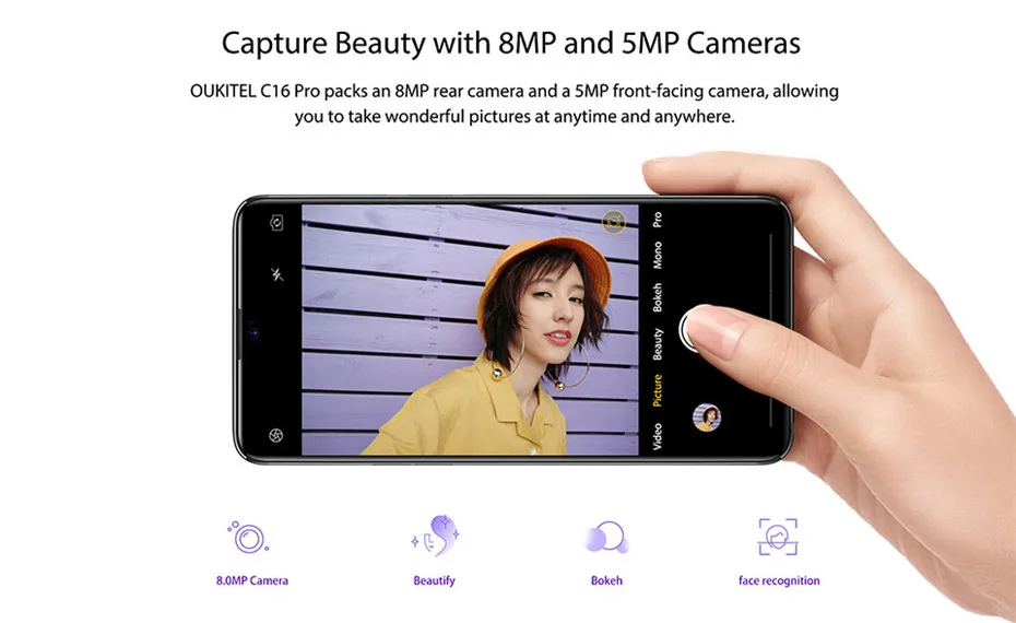 Мобильный телефон OUKITEL C16 Pro 3GB 32GB MTK6761P, четырехъядерный экран в виде капли воды, 5,71 дюймов, 19:9, отпечаток пальца, LTE, 2600 мАч
