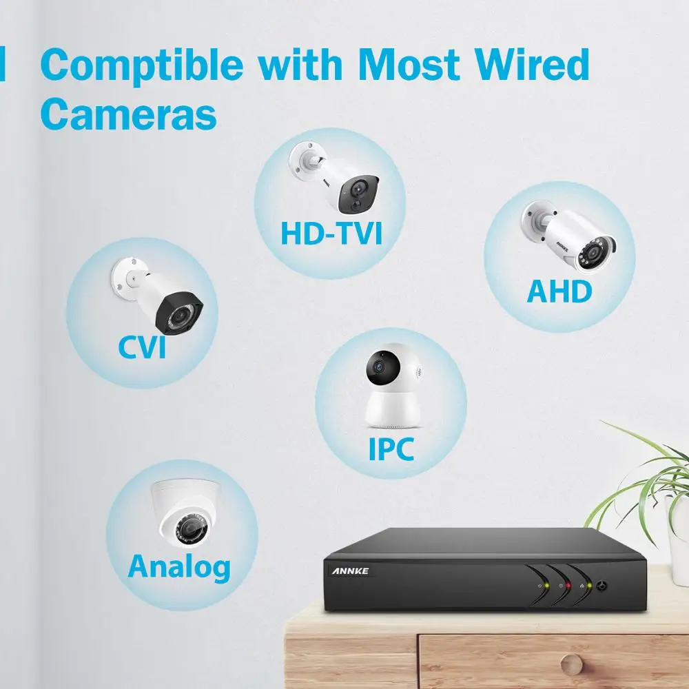 ANNKE 4CH 1080P система видеонаблюдения 5в1 1080N H.264 + DVR с 4X HD TVI Smart IR Bullet Всепогодная камера