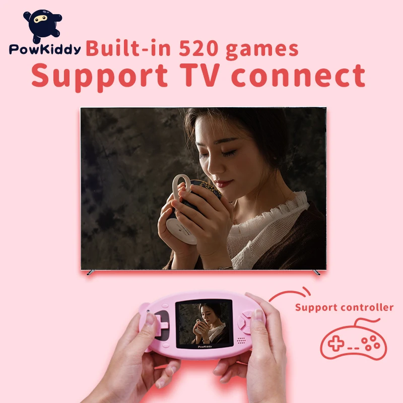 

POWKIDDY V5 2.8-Inch Screen Built-in 520 8-Bit Video Game Console Hand Warmers Mobile Phone Charging Function Children's Gifts
