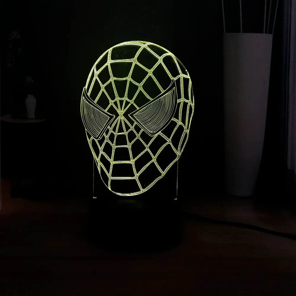 3D визуальная настольная лампа Marvel супергерой Человек-паук светодиодный ночник