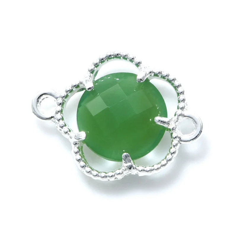 Milky Green 4 шт. кристалл цветок опал камень соединители для изготовления ювелирных изделий Шарм аксессуары для женщин Браслеты DIY Изготовление - Цвет: Milky Green