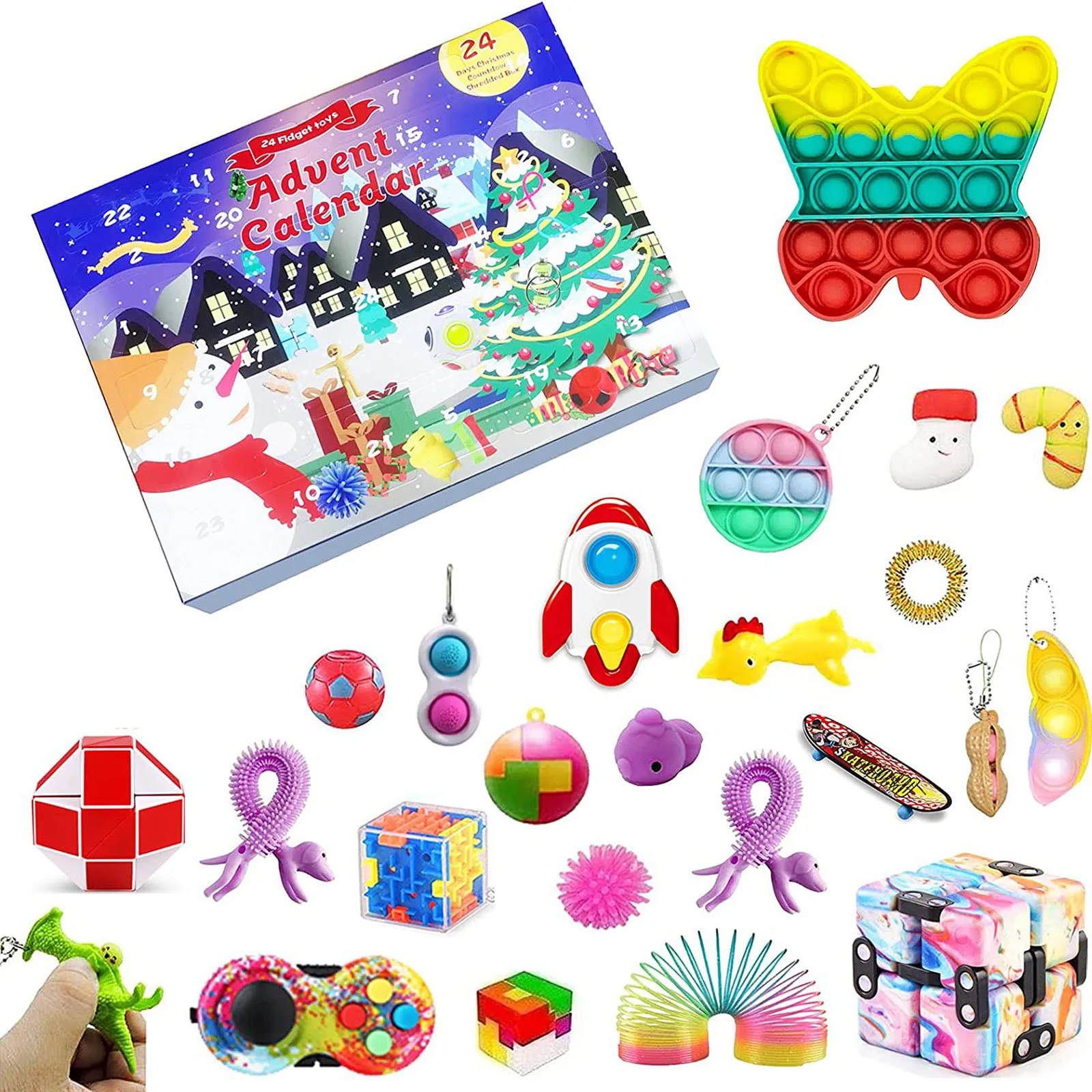 

Christmas Fidget Toys Advent Calendar Set Fidget Advent Calendar Countdown Blind Box Surprise Demolition Decompression Toys