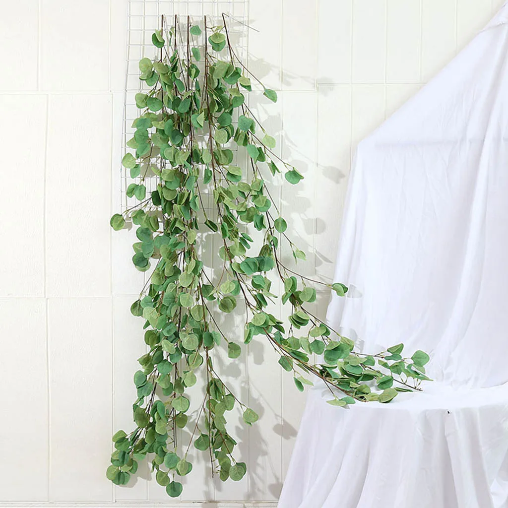 5.6ft Artificial Silver Dollar Eucalyptus Leaves Garland Faux Silk Greenery Vine | Дом и сад