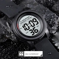skmei dual time 10 years battery electronic watch male large dial clock waterproof silicone sports sunshine mens watch 1564