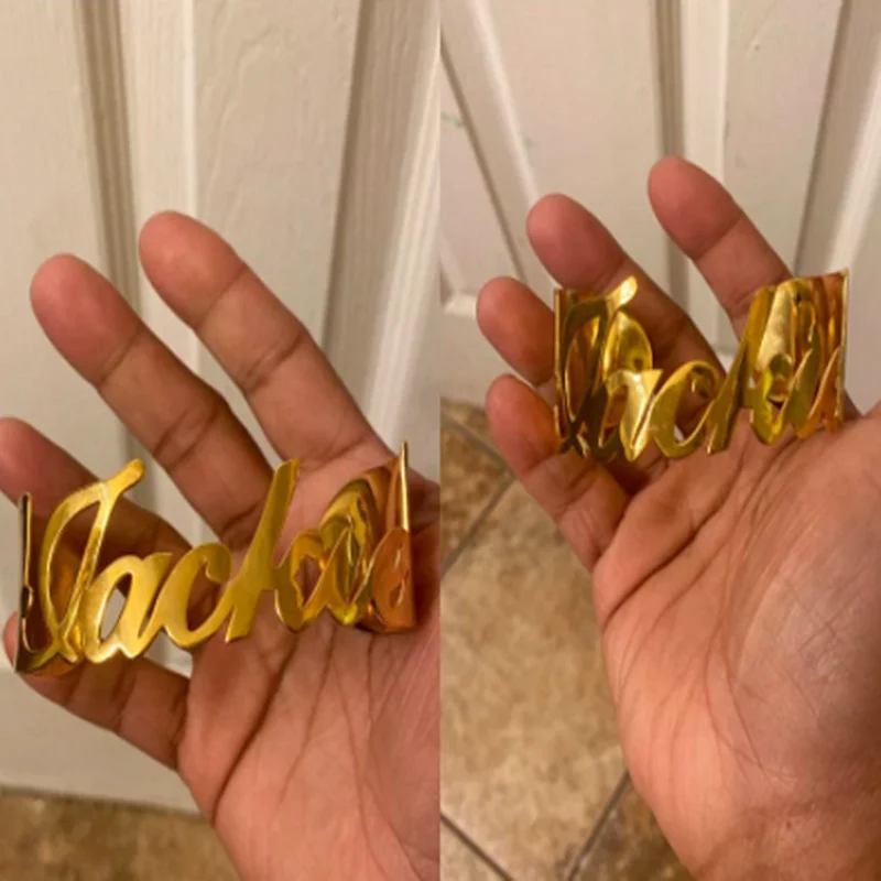 Punk stainless steel big bracelet women personalized custom name golden jewelry Christmas gift metal 2020 new gift box friendshi