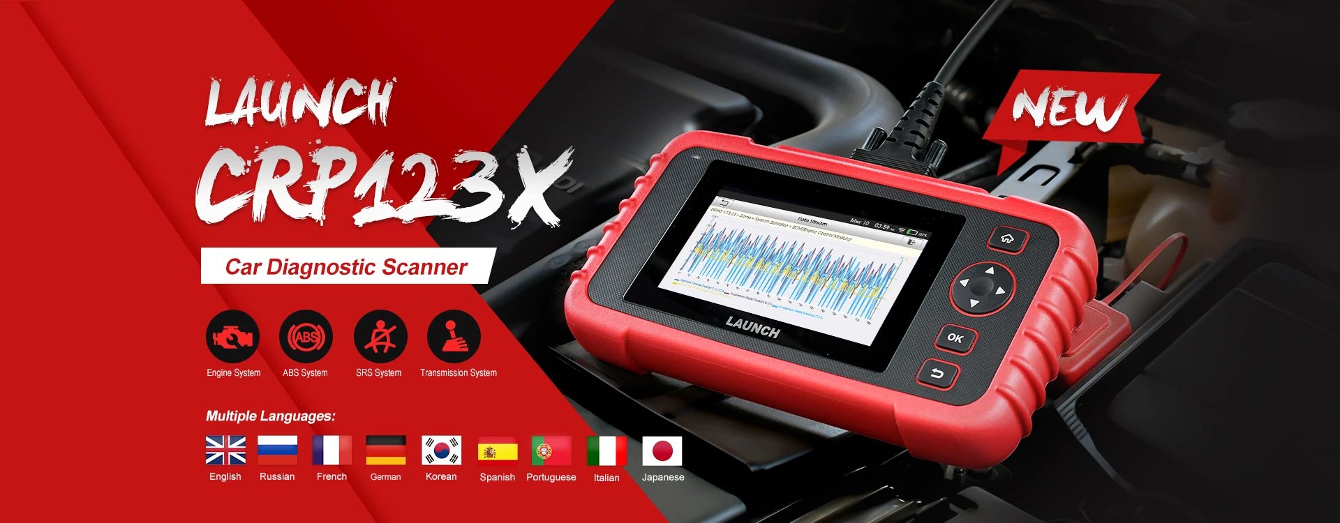 Launch X431 CRP123X диагностический инструмент Автоматический считыватель кодов EOBD OBD2 сканер передачи двигателя ABS SRS AutoVIN wifi PK CRP123 VII