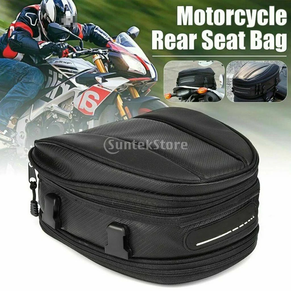 

Motorcycle Tail Seat Bag Saddle Bags Waterproof Organizer Rear Backpack Trunk Luggage Storage Tank Bag 30x21.5x20cm Black