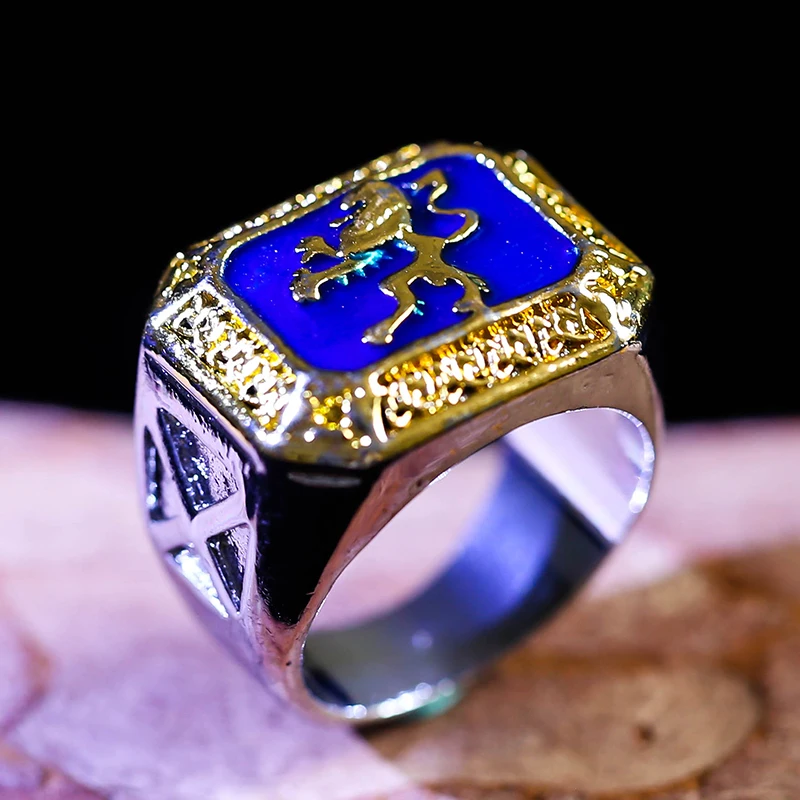 

Vintage "Scotland Forever" Silver Color Blue Enamel Lion Symbol Ethinic Ring Women Men Punk Party Jewelry Accessories Gift