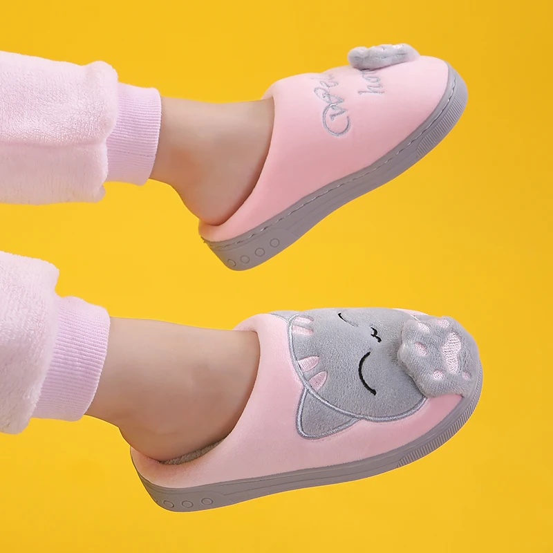 Зимние тапочки для мальчиков и девочек Теплые милые домашние Нескользящие