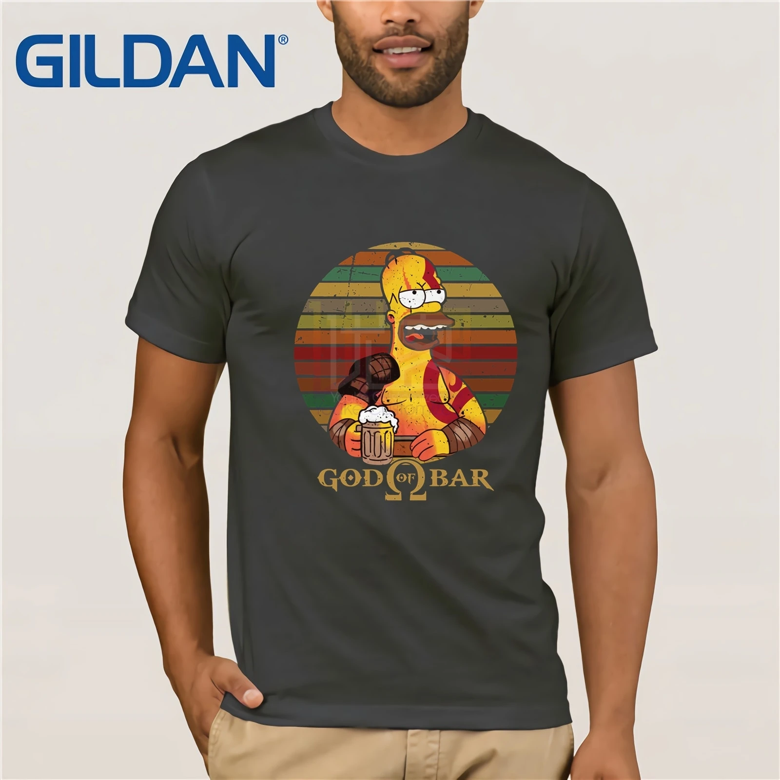 Homer Simpson God Of Bar De Typhoonic футболка мужская с коротким рукавом Футболка|Мужские