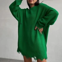 2021 y2k knitted sweater dress women o neck oversized sweater autumn winter long sleeve pullover party sexy loose dresses