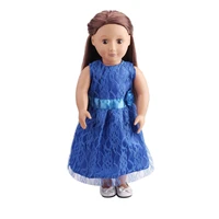 2021 new blue lace dress new born baby doll clothes for 18 43cm american girl reborn bjd dolls accessories suit outfit