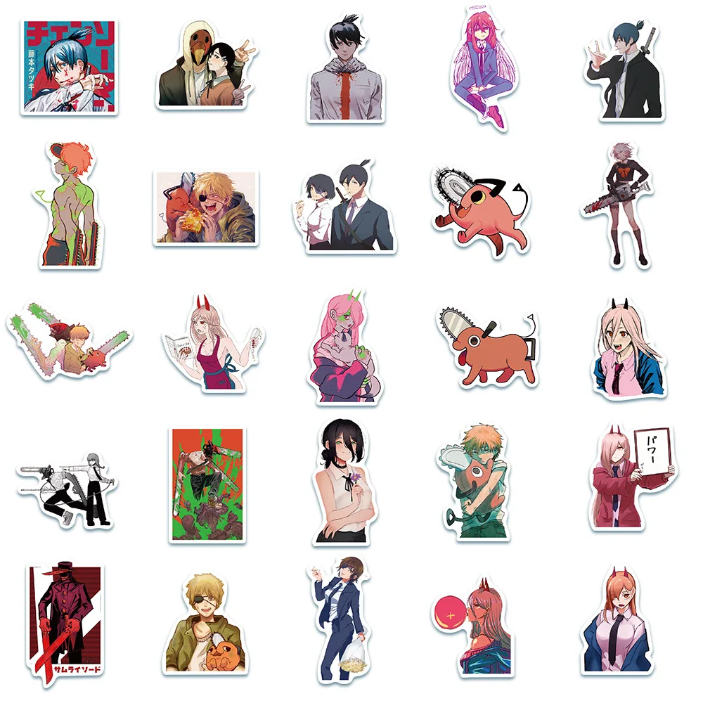 

10/50PCS Hot Chainsaw Man Stickers Pack Stickers DIY Motorcycle Bicycle Laptop Phone Skateboard Guitar Helmet Sticker