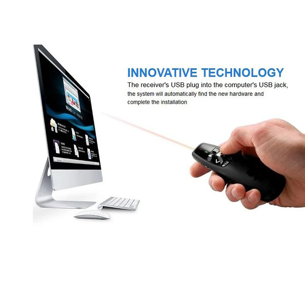 2.4GHz USB Wireless Presenter for PowerPoint PPT Presentation Remote Clicker with Red Laser Pointer/ Receiver |
