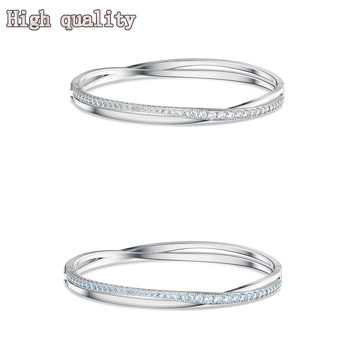 

Fashion Jewelry High Quality SWA 1:1 2020 Simple Charm Curve Interwoven Blue Crystal Bracelet Ladies Spiral Twisted Bracelet