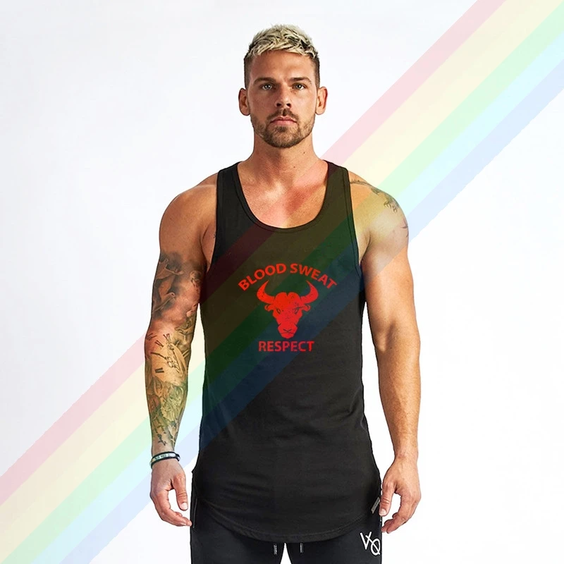 

Anger Brahma Bull Project - Rock Brand Gym Clothing Bodybuilding Cotton Tank Tops For Men Summer Singlet Sleeveless Plus Size