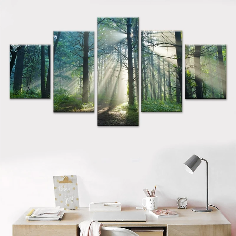 

5 Pieces Unframed Forest Trees Canvas Prints Wall Pictures Modern Paintings for Living Room Home Decorations