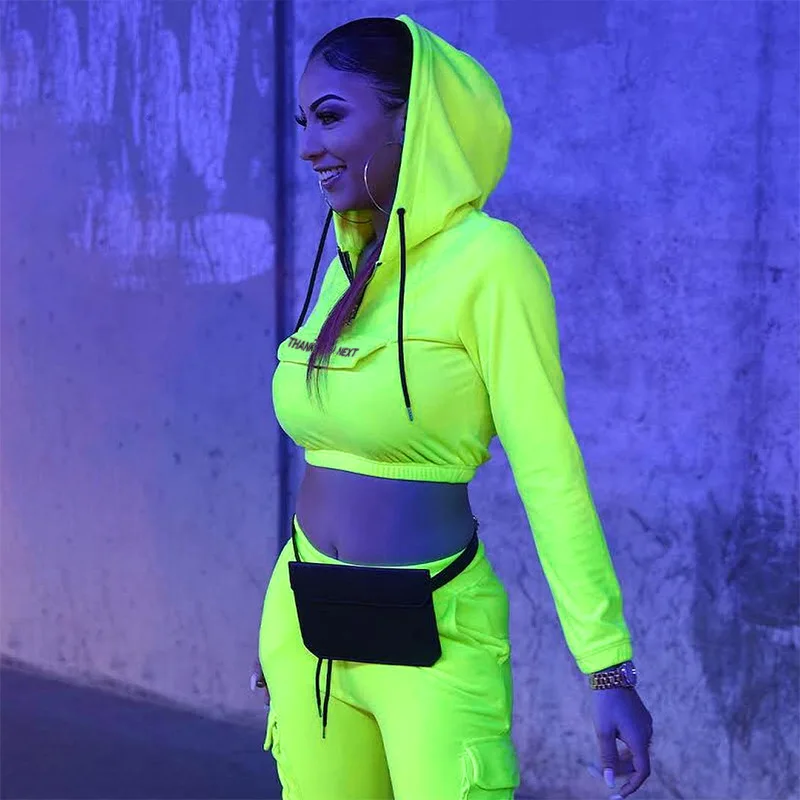 2019 неоновый спортивный женский тренировочный костюм комплект из двух предметов