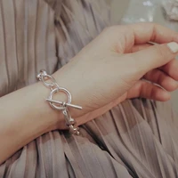 ventfille 925 sterling silver thick chain bracelet for women fashion simple to buckle thai silver bracelet party jewelry gifts