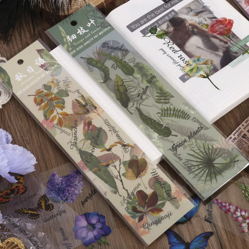 

3Pcs/lot Butterfly Plant series Deco Stickers Scrapbooking Journal Toy Plants Deco Album DIY Stationery Stickers