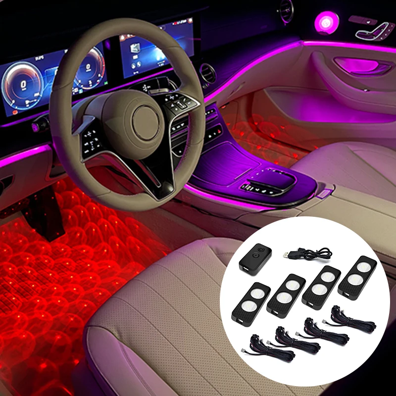 

OKEEN Car LED Light Starry Ambient Lamp With USB Remote Music Control Multiple Modes Auto Interior Decorative Atmosphere Lights