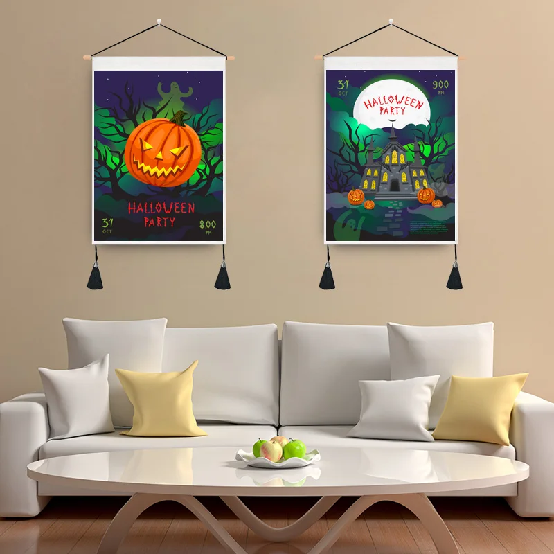 

Хэллоуин серия триллер Тыква перекрестная граница подвесная картина домашняя декоративная ткань Настенная картина живая ro