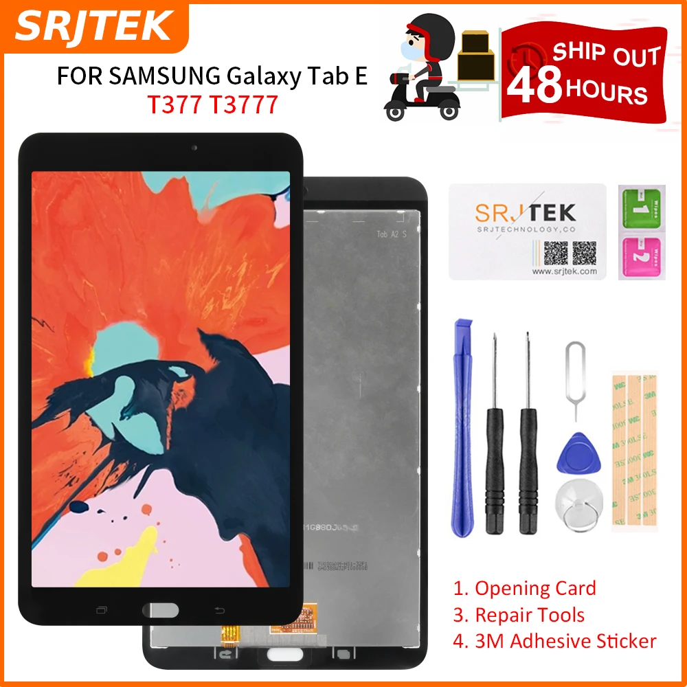 

SRJTEK For Samsung Galaxy Tab E 8.0 T3777 T377 LCD Display Touch Screen Digitizer Glass LCD Matrix SM-T377 SM-T777 LCD Assembly