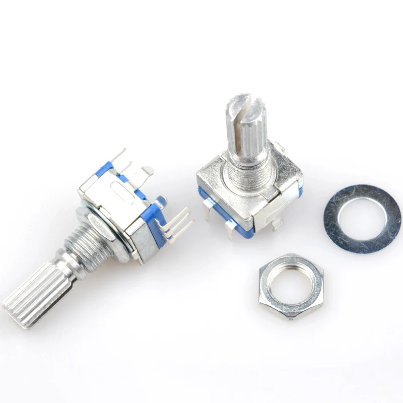 

5pcs/lot EC11 Rotary Encoders 15mm Plum Handle Audio Digital Potentiometer With Switch 5 Pin incremental encoder