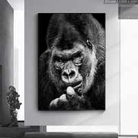 modern black gorilla canvas painting picture nordic animal posters and prints monkey wall pictures for living room home decor