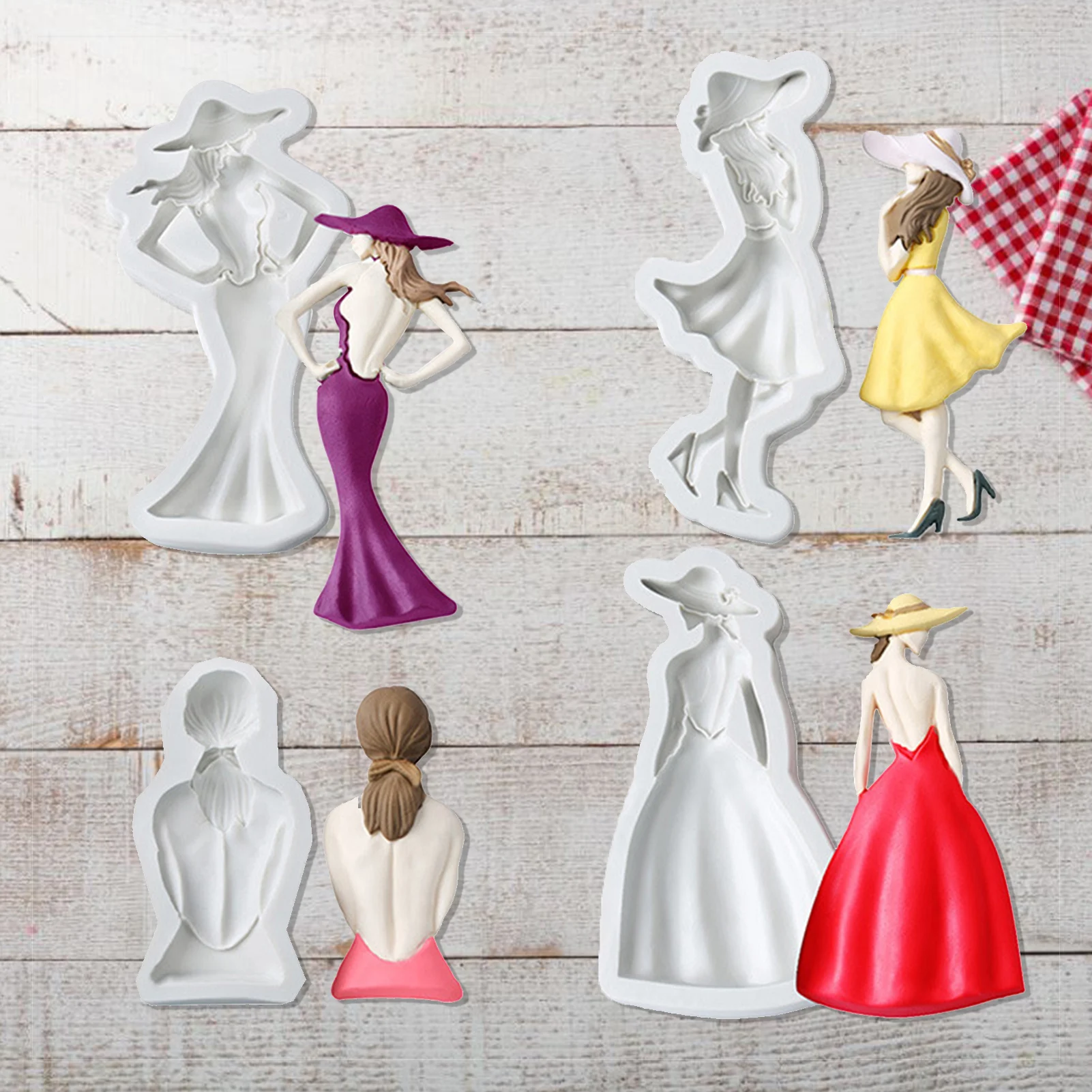 

Fondant Silicone Mold Modern Beauty Back View Pretty Girl Cake Decoration Chocolate Mould