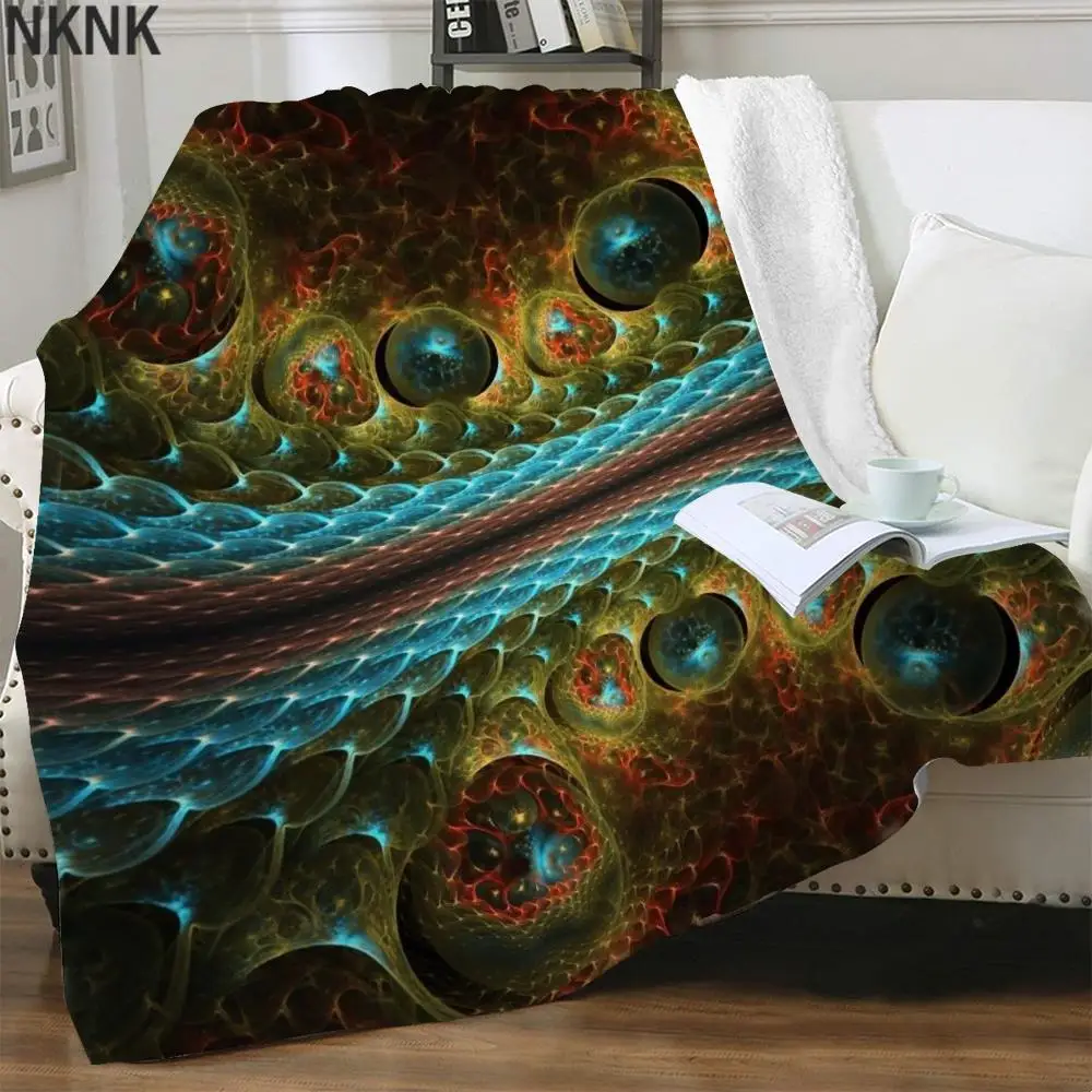 

NKNK Brank Colorful Blanket Snake Skin Plush Throw Blanket Abstract Bedspread For Bed Psychedelic Bedding Throw Sherpa Blanket