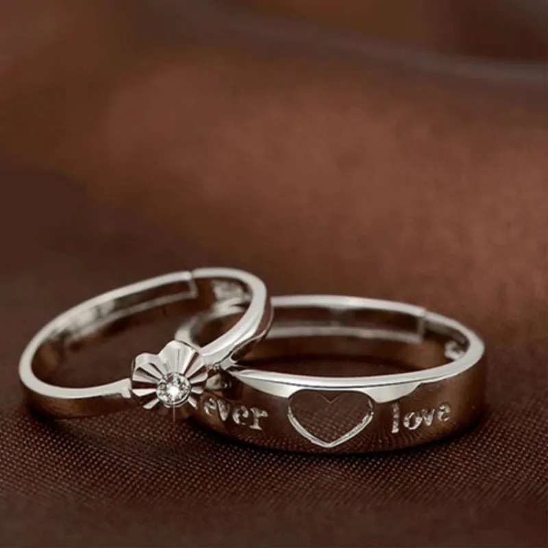 Кольцо с полым сердечком серебряное кольцо Forever парные кольца любовь для женщин и