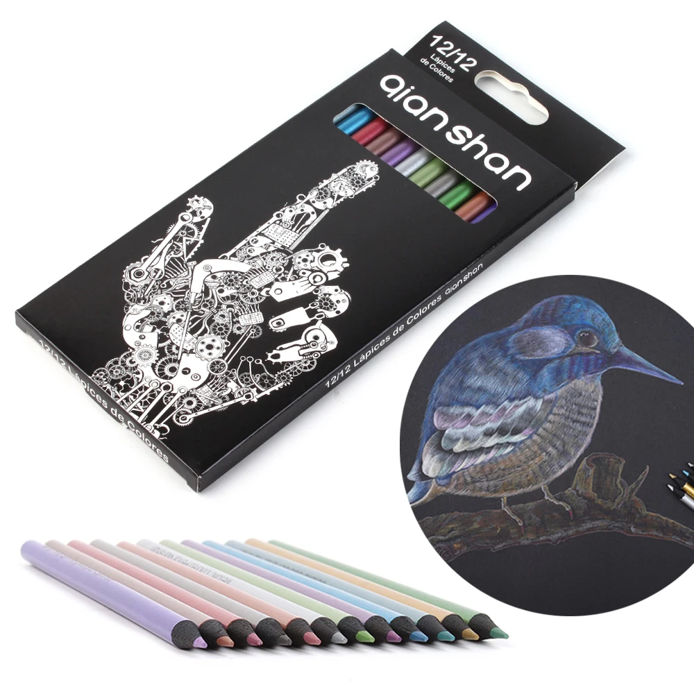 Металлические цветные карандаши 12 цветов нетоксичные деревянные предварительно